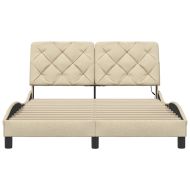 Рамка за легло с LED без матрак кремава 140x190 см плат