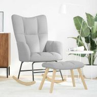 Люлеещ се стол с табуретка за крака Cloud Grey Fabric