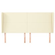 Горна табла за легло с уши, черна, 183x23x118/128 см, еко кожа