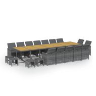 Градински комплект с възглавници 19 части сив полиратан