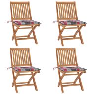 Сгъваеми градински столове с възглавници, 4 бр, тик масив