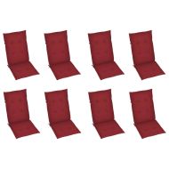 Накланящи градински столове с възглавници 8 бр тик масив