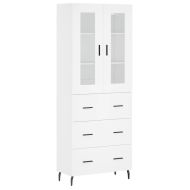 Висок шкаф, бял, 69,5x34x180 см, инженерно дърво