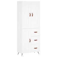 Висок шкаф, бял, 69,5x34x180 см, инженерно дърво