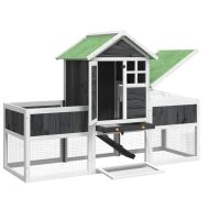 Клетка за зайци сива 170x63x113 см борово дърво масив