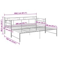 Рамка за легло, разтегателен диван, сива, метал, 90x200 см