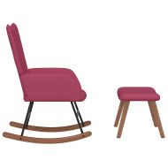 Люлеещ се стол с табуретка, виненочервен, кадифе