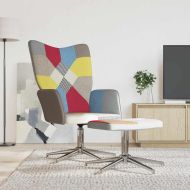 Релаксиращ стол с табуретка, пачуърк, плат