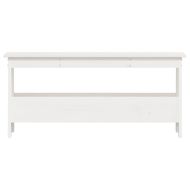 Пейка за антре, бяла, 100x28x45 см, масивна дървесина, бор