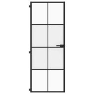 Интериорна врата черна 76x201,5 см закалено стъкло и алуминий