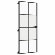 Интериорна врата черна 83x201,5 см закалено стъкло и алуминий