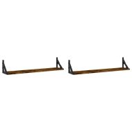 Стенни рафтове 2 бр опушен дъб 80x15x15,5 см инженерно дърво