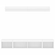 ТВ стенни модули с LED, 5 части, бели, инженерно дърво