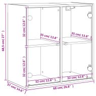 Стенен шкаф със стъклени врати, сив сонома, 68x37x68,5 см