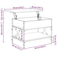 Кафе маса, сонома дъб, 70x50x50 см, инженерно дърво и метал