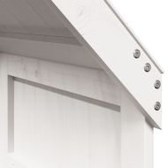 Високо легло с покрив, бяло, 90x200 см, борово дърво масив