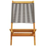 Градински столове, 2 бр, сиво, акация масив и полипропилен