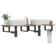 Стенен рафт за мивка, стомана и масивно дърво акация