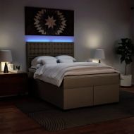 Боксспринг легло с матрак,капучино, 160x200 см, изкуствена кожа