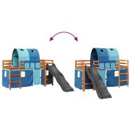 Детско високо легло с тунел, синьо, 80x200 см, бор масив