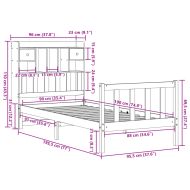 Легло с рафтове за книги, без матрак, бял, 90x190 см, бор масив