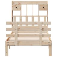 Легло с рафтове за книги, без матрак, 90x200 см, бор масив