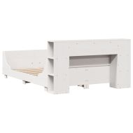 Рамка за легло без матрак, бял, 135x190 см, бор масив