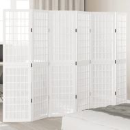 Разделител за стая, 6 панела, бял, дърво пауловния масив
