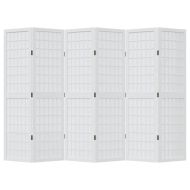 Разделител за стая, 6 панела, бял, дърво пауловния масив