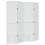 Разделител за стая, 4 панела, бял, дърво пауловния масив