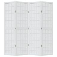Разделител за стая, 4 панела, бял, дърво пауловния масив