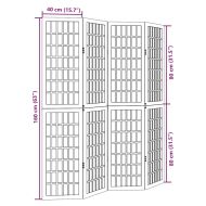 Разделител за стая, 4 панела, бял, дърво пауловния масив