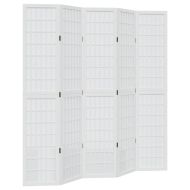 Разделител за стая, 5 панела, бял, дърво пауловния масив