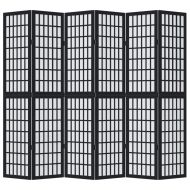 Разделител за стая, 6 панела, черен, дърво пауловния масив
