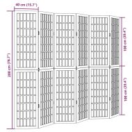 Разделител за стая, 6 панела, черен, дърво пауловния масив