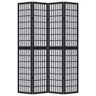 Разделител за стая, 4 панела, черен, дърво пауловния масив
