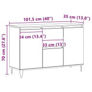 Сайдборд, дъб артизан, 101,5x35x70 см, инженерно дърво