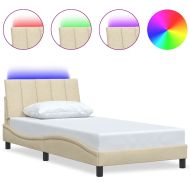 Рамка за легло без матрак Hanko, кремава, 100x200 см, плат