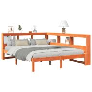 Легло с етажерка за книги, без матрак, 140x200 см, бор масив