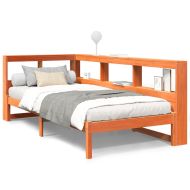 Легло с етажерка за книги, без матрак, 100x200 см, бор масив