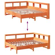 Легло с етажерка за книги, без матрак, 140x200 см, бор масив