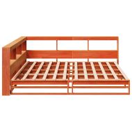 Легло с етажерка за книги, без матрак, 200x200 см, бор масив