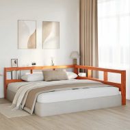 Табла за книги с L-образна, восъчнокафява, 200 см, дърво бор