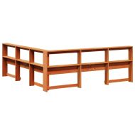 Табла за книги с L-образна, восъчнокафява, 200 см, дърво бор