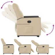 Изправящ реклайнер стол, кремав, текстил