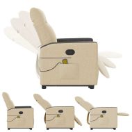 Изправящ масажен реклайнер стол, кремав, текстил