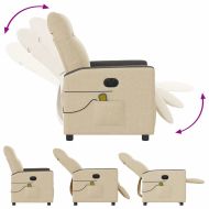 Електрически масажен реклайнер стол, кремав, текстил