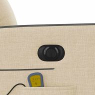 Електрически масажен реклайнер стол, кремав, текстил