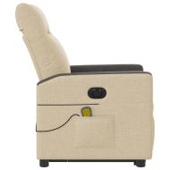 Електрически изправящ масажен реклайнер стол кремав текстил