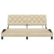 Рамка за легло с LED без матрак кремава 180x200 см плат